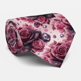 Lyxig bröllopsslips | Rosa lila rosor & diamanter Slips
