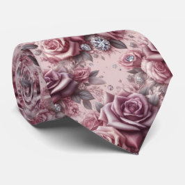 Lyxig bröllopsslips | Rosa lila rosor & diamanter Slips