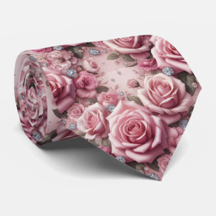 Lyxig bröllopsslips   Rosa rosor & diamanter Slips