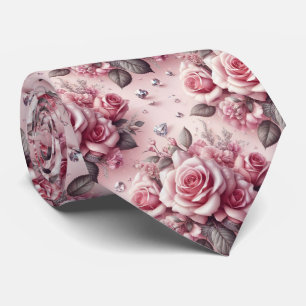Lyxig bröllopsslips   Rosa rosor & diamanter Slips