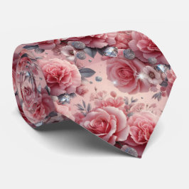 Lyxig bröllopsslips | Rosa rosor & diamanter Slips