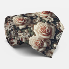 Lyxig bröllopsslips | Rosa rosor & diamanter Slips