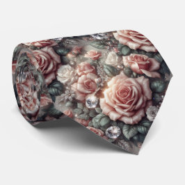 Lyxig bröllopsslips | Rosa rosor & diamanter Slips