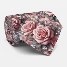 Lyxig bröllopsslips | Rosa rosor & diamanter Slips