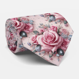 Lyxig bröllopsslips | Rosa rosor & diamanter Slips