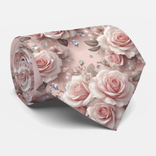 Lyxig bröllopsslips Rosa rosor & diamanter Slips