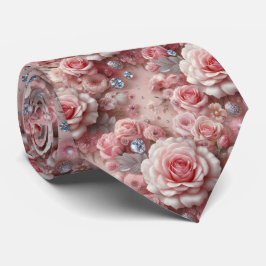 Lyxig bröllopsslips | Rosa rosor & diamanter Slips