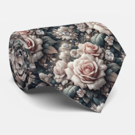 Lyxig bröllopsslips | Rosa rosor & diamanter Slips