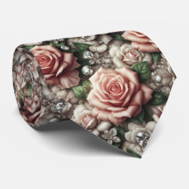 Lyxig bröllopsslips | Rosa rosor & diamanter Slips