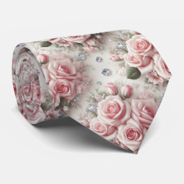 Lyxig bröllopsslips | Rosa rosor & diamanter Slips