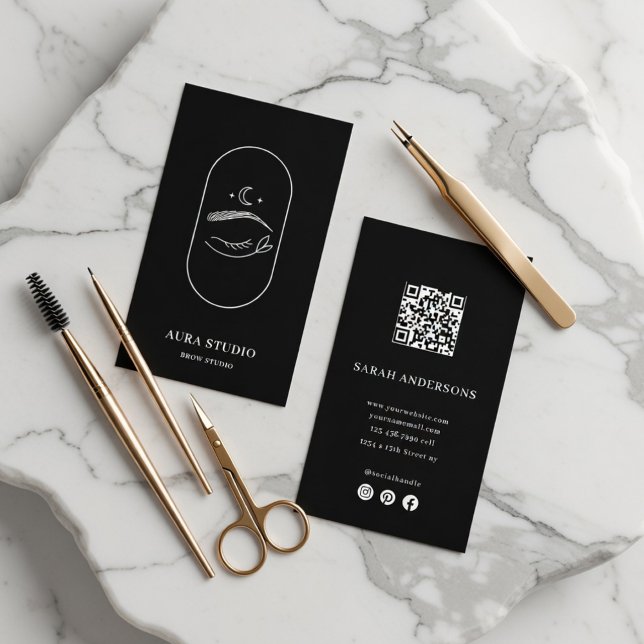 Lyxig Brow Artist  Elegant Eyebrow Studio QR-kod Visitkort (Skapare uppladdad)