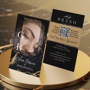 Lyxig Browtekniker Artist Svart Guld Agat Visitkort