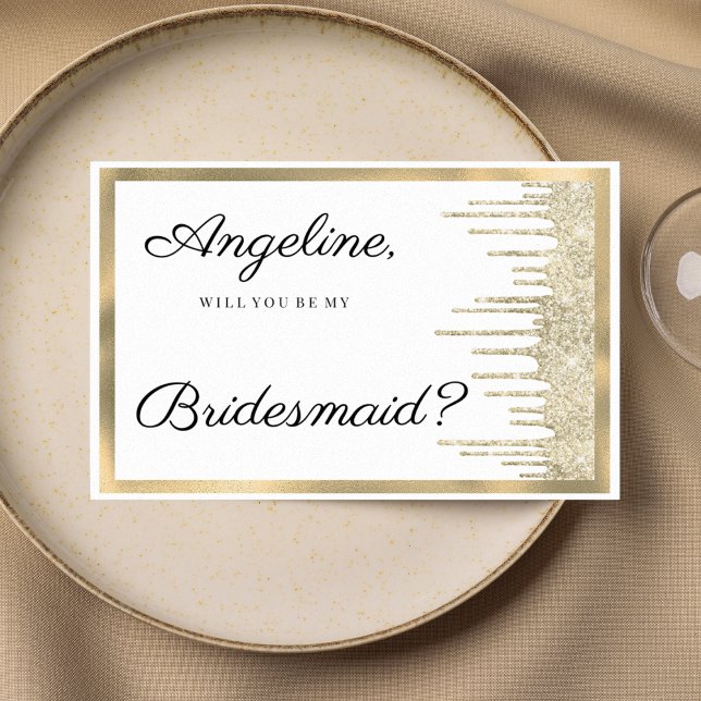 Lyxig brudtärna i vitt guld glitter dropp  inbjudningar (Luxury white gold glitter drips Bridesmaid )