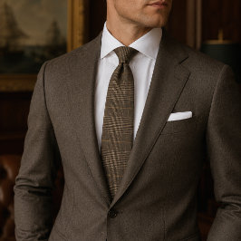 Lyxig Brun Glen Check Bröllop Heritage Plaid Slips