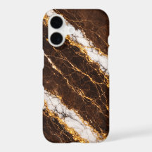 Lyxig Brun Marmor Guld/Vit Ådring Telefonfodral