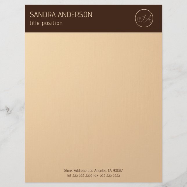 Lyxig Brun och Guld Monogram Brevhuvud (Framsida)