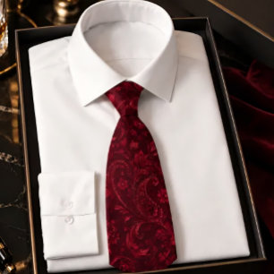 Lyxig Burgunder Damast Sömlöst Mönster – Elegant Slips