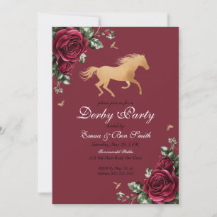 Lyxig Burgundisk Guldhäst Kentucky Derby-fest i Inbjudningar