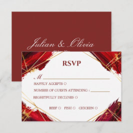 Lyxig Burgundy och Guld Geometrisk RSVP-kort OSA Kort