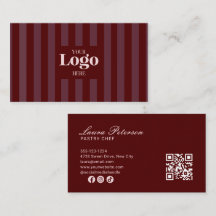 Lyxig Burgundy-randig Pâtisserie-logotyp QR-kod