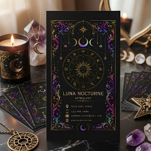 Lyxig Celestial Astrologi Mystisk Zodiak Läsare QR Visitkort