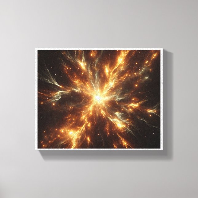 Lyxig Celestial Guld Supernova - Abstrakt Kosmisk Canvastryck (Framsida)