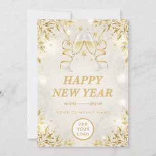 Lyxig Champagne & Vit Affärs God Ny År Julkort