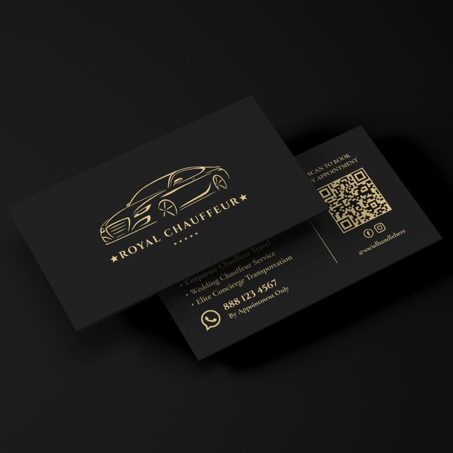 Lyxig chaufförstjänst Privat Executive Svart Visitkort (Luxury Chauffeur Service Private Executive Black Business Card
)