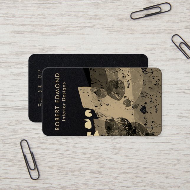 Lyxig Chic Golden Artistic Unique Abstrakt QR Visitkort (Fram/Back In Situ)