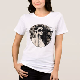 Lyxig Chic Kvinna Vindpinslad Hår Illustration T Shirt