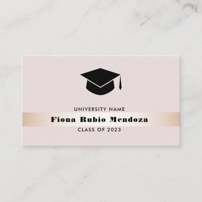 Lyxig Chic Rosa Guld Examenstårtor Namn Insert Visitkort (Framsida)