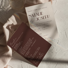 Lyxig Chokladbrun Allt-i-ett Gammalt Pengar Bröllo Inbjudningar