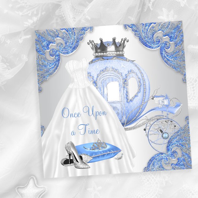 Lyxig Cinderella Prinsessa Födelsedagsfest Inbjudningar (You can change the words and text as needed for your event on this pretty any occasion invitation.)
