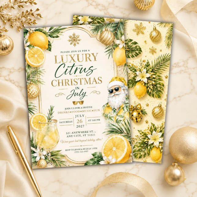 Lyxig citrus julfest mitt i sommaren inbjudningar (Skapare uppladdad)
