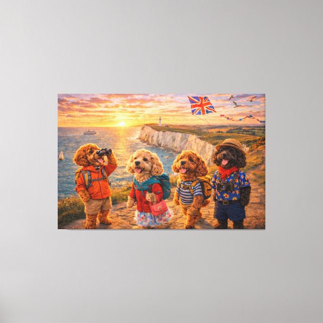Lyxig Cockapoo brittisk kustväggkonst Canvas (Framsida)