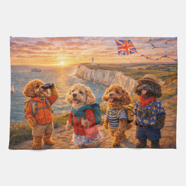 Lyxig Cockapoo Brittiska kusten Kökshandduk (Horisontell)