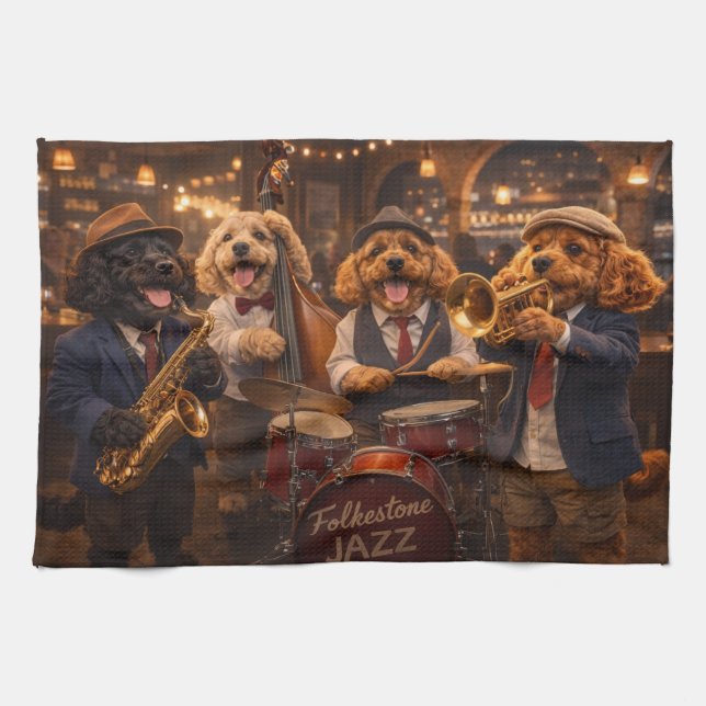 Lyxig Cockapoo Jazzband Tryck Kökshandduk (Horisontell)