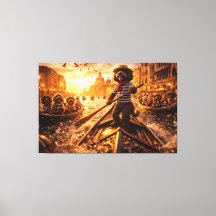 Lyxig Cockapoo Venedig Gondol Väggkonst Canvas