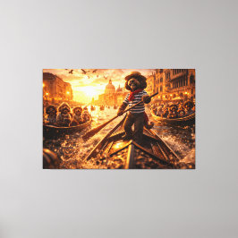 Lyxig Cockapoo Venedig Gondol Väggkonst Canvas