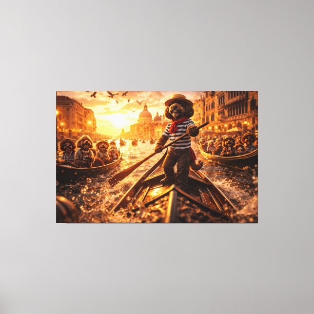 Lyxig Cockapoo Venedig Gondol Väggkonst Canvas (Framsida)