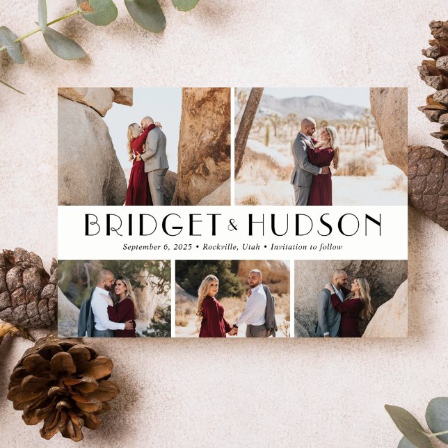 Lyxig Collage Redigerbar Färg Spara Datum Korta Inbjudningar (Skapare uppladdad)