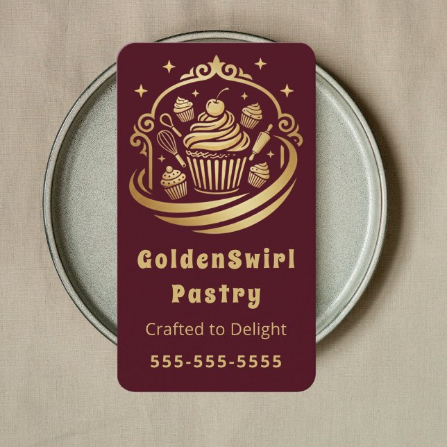 Lyxig Cupcake Hembageri Modernt Konditori Visitkort (Skapare uppladdad)