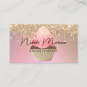 Lyxig Cupcake-Konditor Rose Guld Glitterdroppar Visitkort