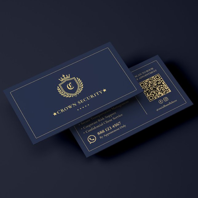 Lyxig Cybersäkerhetsskydd Mörk Navy Visitkort (Luxury Cyber Security Protection Dark Navy Business Card
)