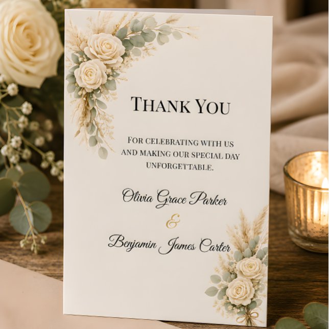 Lyxig dammig blå blomhochstidsfirande tack kort (Part of the luxury rustic wedding theme collection, thank you card)