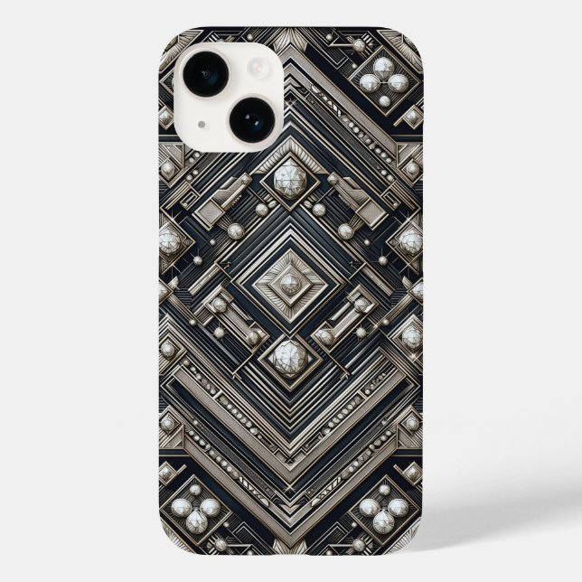 Lyxig diamantskuren geometrisk Art Deco-mönster Gu (Baksida)