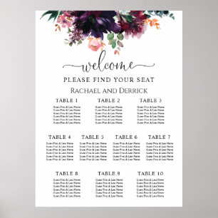 Lyxig Djup Blommig Bröllopsställningsschema Poster