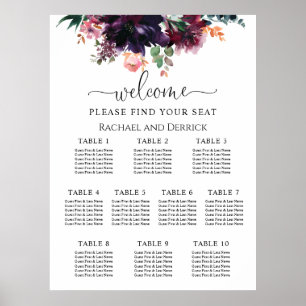 Lyxig Djup Blommig Bröllopsställningsschema Poster
