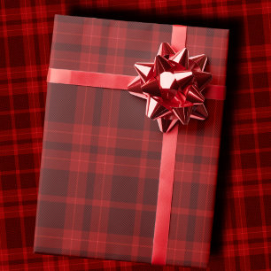 Lyxig djup burgunderröd monokrom tartanplaid presentpapper