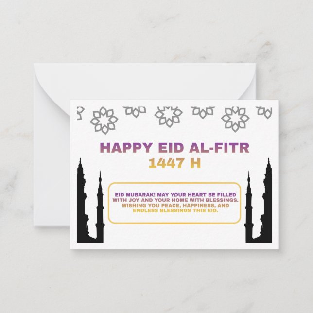Lyxig Eid Mubarak-kort Anteckningskort (Framsida)